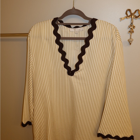 Anthropologie NWT Flat White Striped Rickrack Tunic - Picture 2 of 5